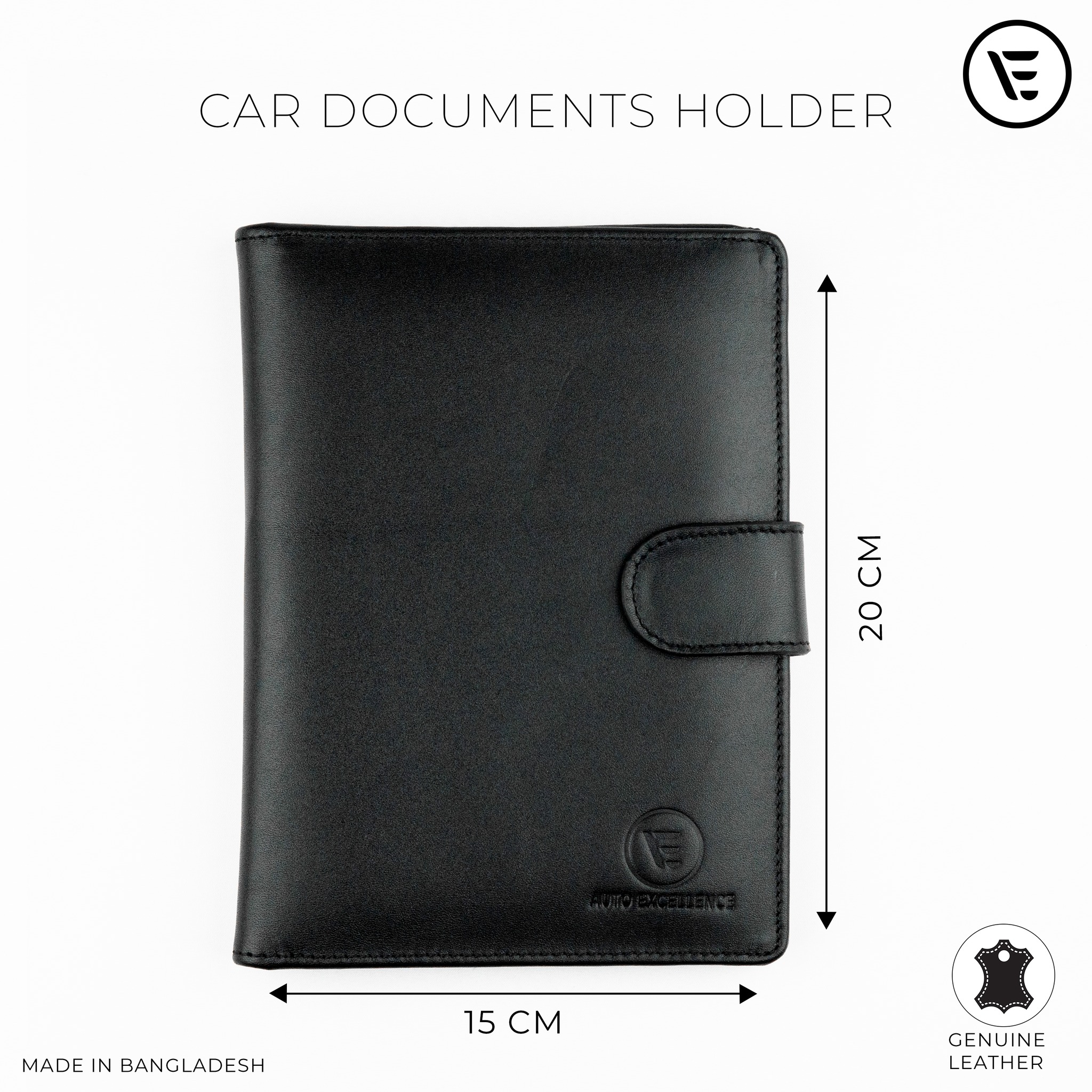 Genuine Leather Car Document Holder – 12 Pockets